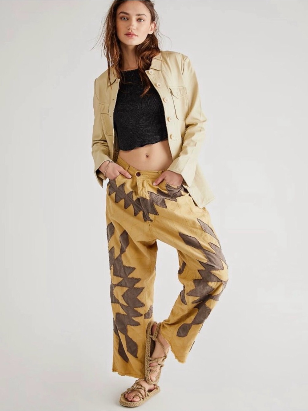 Magnolia Pearl Straight Leg Pants in gold/mauve Chevron quilt Accents. So FALL
